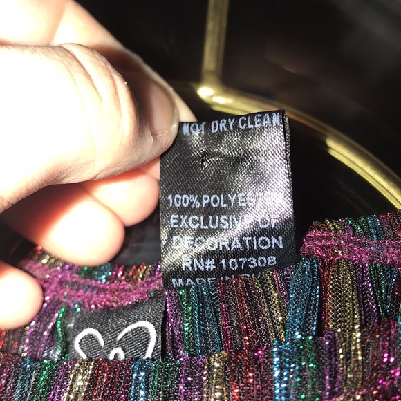 Windsor Black & Rainbow Striped Glitter Lux Off The Shoulder Cropped Blouse - Picture 13 of 14